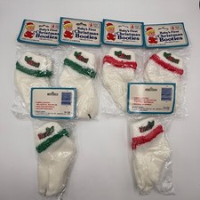 VTG Lot of 6 NOEL WHITE INFANT My First Christmas baby socks 0-12 MONTHS HOLIDAY