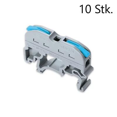 10Stk Reihenklemme Blau für Hutschiene Verbindungsklemme Hebelklemme Kabelklemme - Bild 1 von 4
