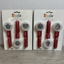 Sizzix Paddle Punch Positionable Hand Punch Lot of 2 Holiday And Shapes NEW