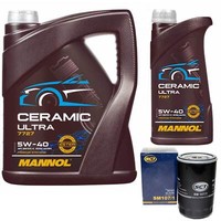 MotoröL Set Mannol 5W-40 Ceramic Ultra 6 Liter + ÖLfilter FüR Chrysler Voyager