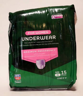 Rite Aid Underwear Women XL 15 Count Maximum absorbency NEW SEALED