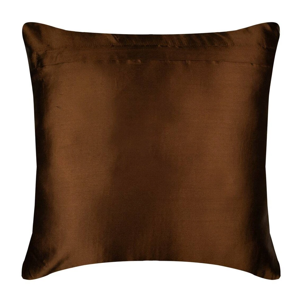 Pillow Cover Brown 16"x16", Home Decor Satin Circles & Dots - Circle On Circle - Image 3 of 3