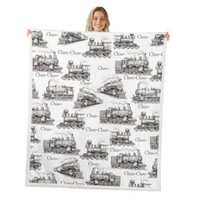 Retro Train Blankets,Steam Locomotive Train Throw Blanket for Twin Multi 17