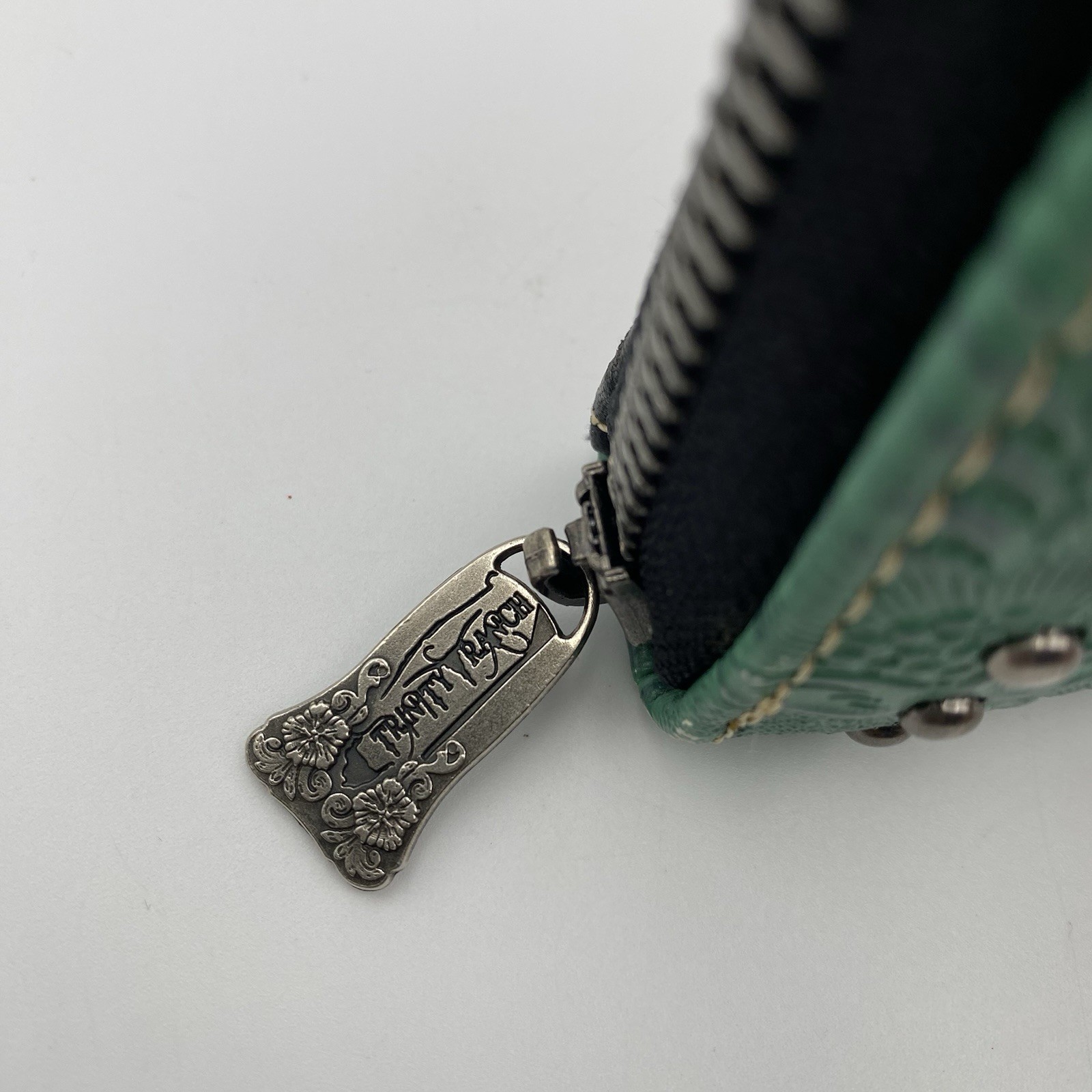 Trinity Ranch Tooled Collection Wallet Green Faux… - image 2