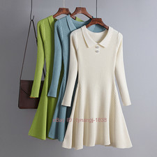 Women's Korean Knitted Solid Color A-Line Base Fashion Versatile Base Dress