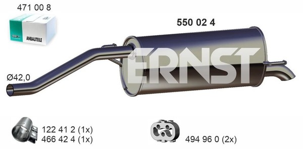 EndschalldäMpfer NachschalldäMpfer Ernst 550024 FüR Fiat Punto EVO Van 199AXB11-image