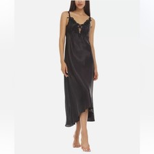 Flora by Flora Nikrooz Stella Satiny Venise Trim Lingerie Nightgown Size Large
