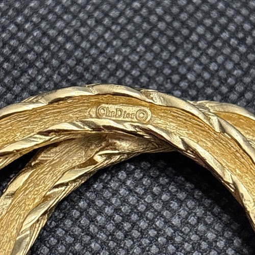 Vtg Christian Dior Brooch Pin Gold Tone Signed Rope Twist Round Circle Double - Picture 4 of 4