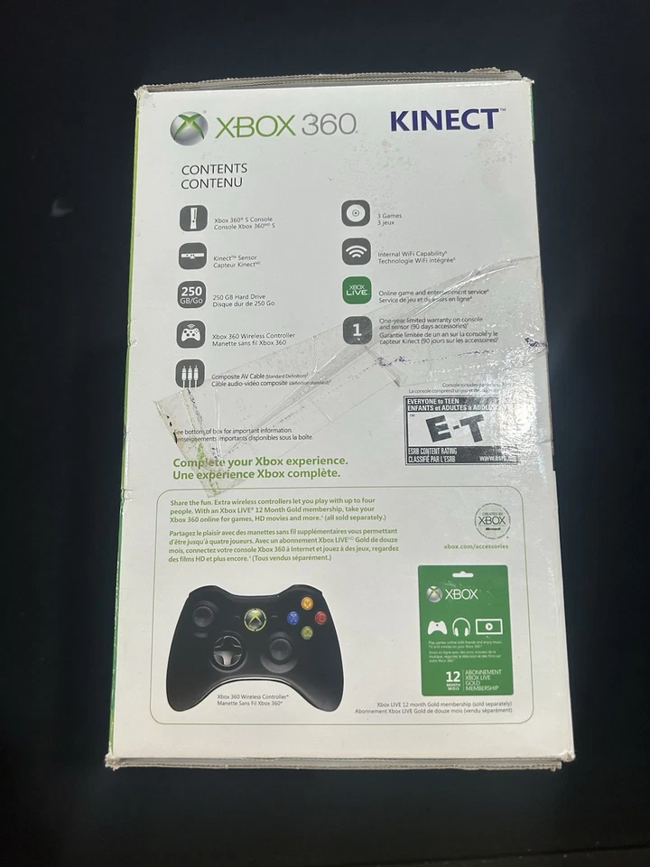 Xbox 360 Console + Kinect Bundle With 2 Controllers & 3 Games In Box. WORKING - Image 3 of 4