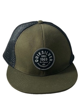 Quicksilver Boarding Co. Snap Back Hat Cap Camo Boarding Surfing Patch Logo