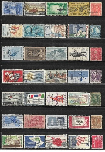 US United States Stamp Packet Lot of 35 Stamps off paper USA Collection used