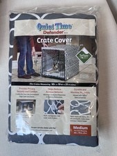 Quiet Time Defender Dog Crate Cover Teflon Gray White Medium 30x19x21