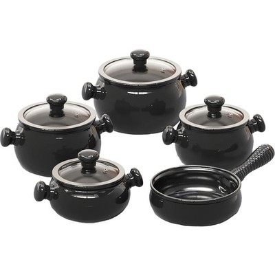 Ceraflame Joy Premiere 9-Piece Ceramic Cookware Set Handmade Non-Toxic (Black)