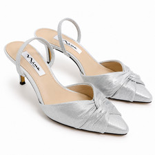 Nina Women's Nemera Peated Pointed Toe High Heel True Silver Size 8.5