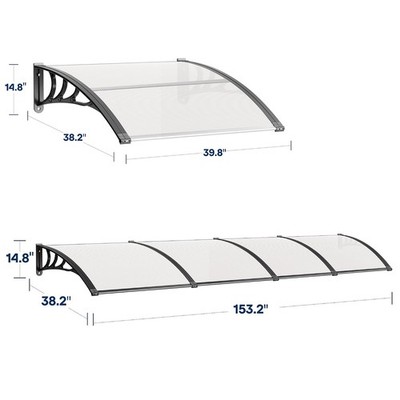 Window Door Awning Canopy Outdoor Sun Shade UV Rain Polycarbonate Roof Cover