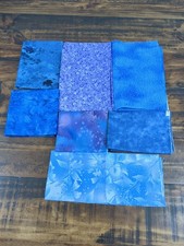 Lot of Fabric in shades of purple and blue, floral and abstract, 11oz