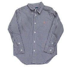 Ralph Lauren Boys Button-Down Up Dress Shirt Purple White Gingham Size 6 Preppy