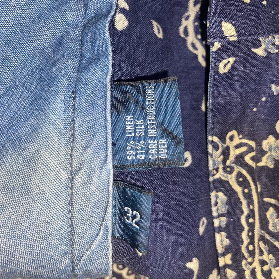 Bermuda Polo Ralph Lauren Masculina 32 Azul Linho Paisley Algodão Casual Chino - Imagem 2 de 4