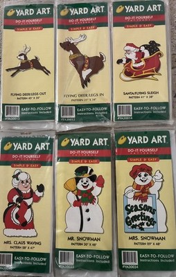 Vintage Christmas Yard Art Do It Yourself Wood Patterns Lot Of 6 Santa, Deer