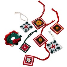 VTG set of 8 Handmade Crocheted Christmas Ornaments