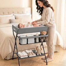 Baby Changing Table, Folding Diaper Station Portable Nursery Organizer with S...