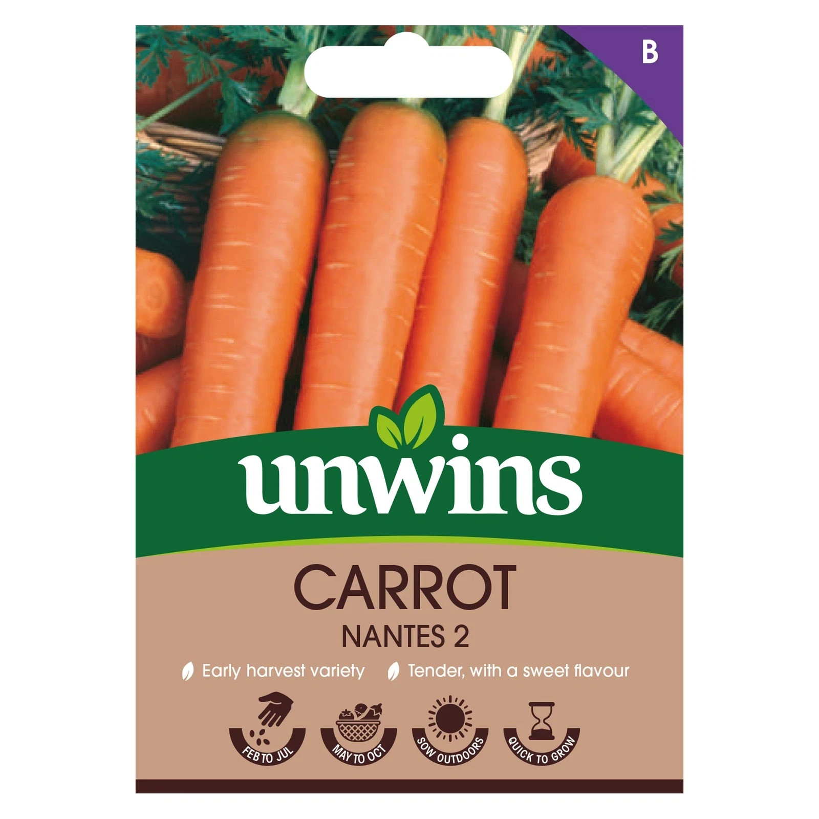 Unwins Seeds Carrot Nantes 2  Approx 1500 seeds