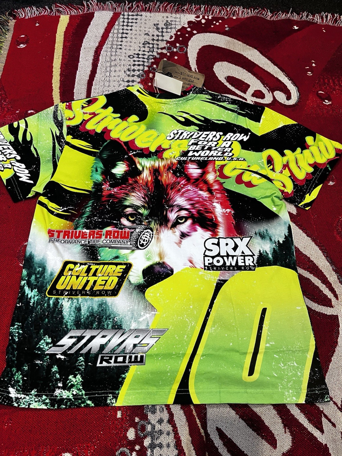 Uomo XL Oversided Strivers Fila AOP Wolf Performance Pneumatico T Streetwear Nuovo con etichette