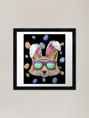 Fuchs Osterhase Ohren lustig Ostern gerahmt Wandbild Poster Leinwanddruck Bild
