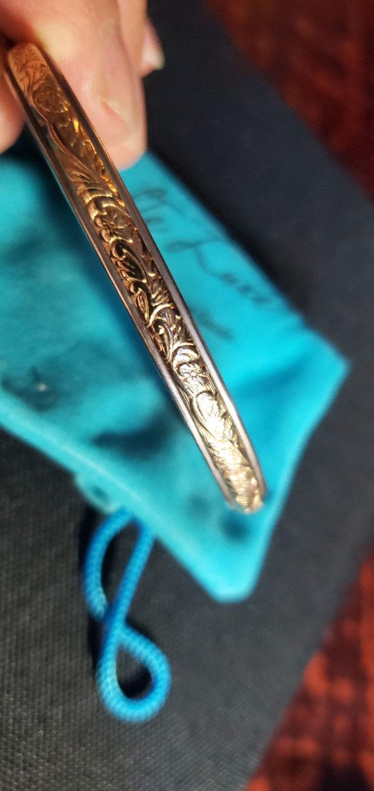 Vintage Silver Gold Native Scroll Design Bracelet - image 5