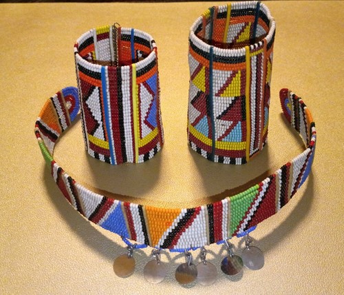 Maasai Beaded Tribal Ethnic multicolor Choker Necklace & Bracelets - Handmade