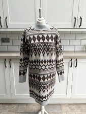 Warehouse Fairisle Knit Knee Length Dress Size Small