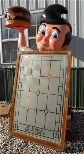 Etched Frosted Clear Glass Vintage Church Window, Architectural Art Glass, E,,