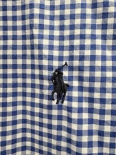 Polo Ralph Lauren Boys Gingham Button-Down Shirt Navy White Size L 14/16