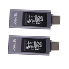 2Pcs USB C Tester Power Meter Digital Multimeter 4-30V 0-12A LCD Display Type