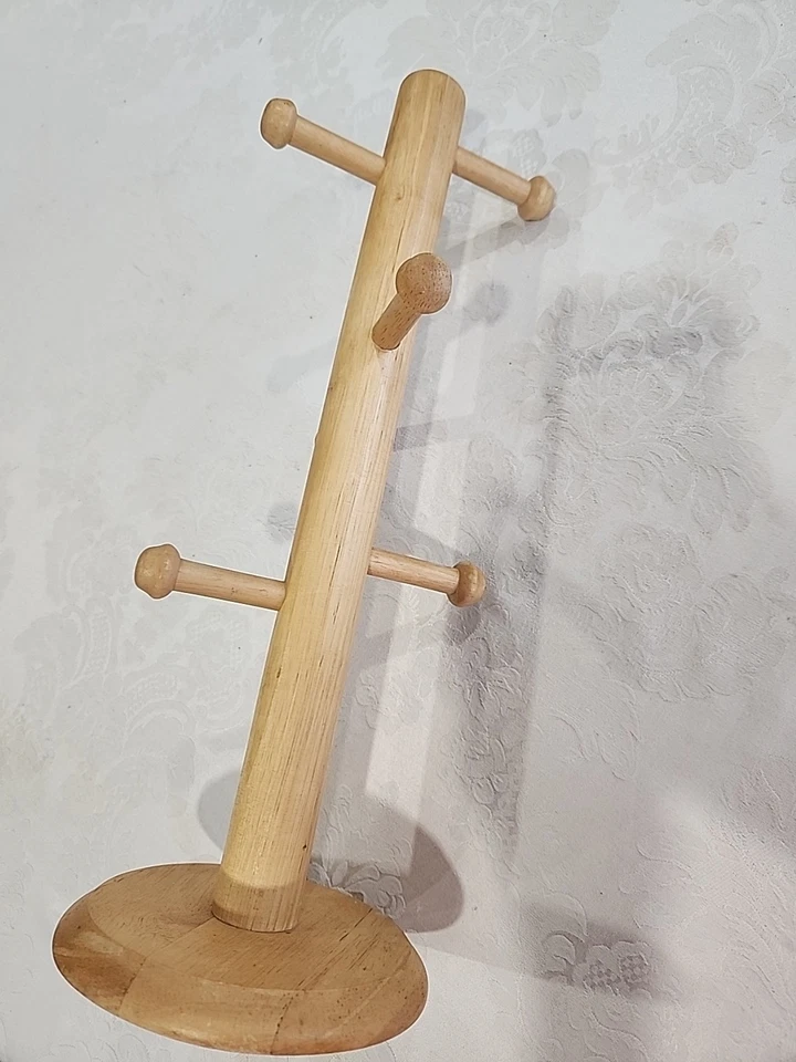 老式Kamenstein木质咖啡杯架支架收纳盒珠宝树架 — 第 2/4 张图片