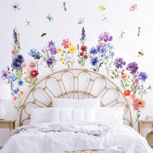 9 Pieces Flowers Wall Decals Flower for Walls Vinyl Color - Picture 8 of 9