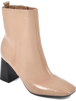SEVEN DIALS Womens Beige Back Pull Tab Newton Square Toe Flare Booties 8.5 M