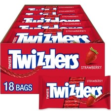 Twists Strawberry Flavored Licorice Style, Chewy Candy Packs, 2.5 oz (18 Count)