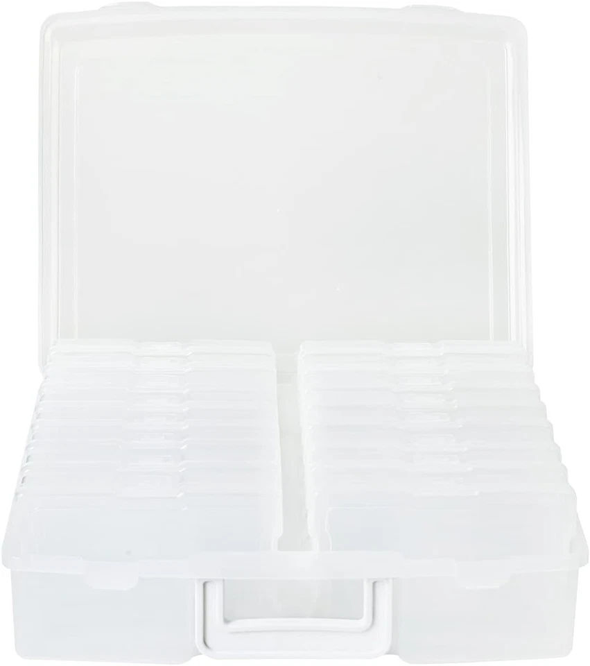 Organizador de fotos transparente de 4" x 6" con mango - 16 almacenes interiores transparentes para fotos... Foto 3 de 4