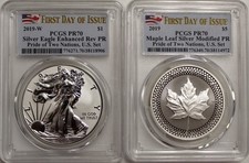 2019 Pride of Two Nations Silver Eagle and Maple Leaf 2 Coin Set  PCGS PR70 FDOI