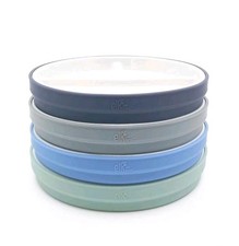 Elk and Friends Kids 6.7  Porcelain White Plates with Silicone Sleeves New