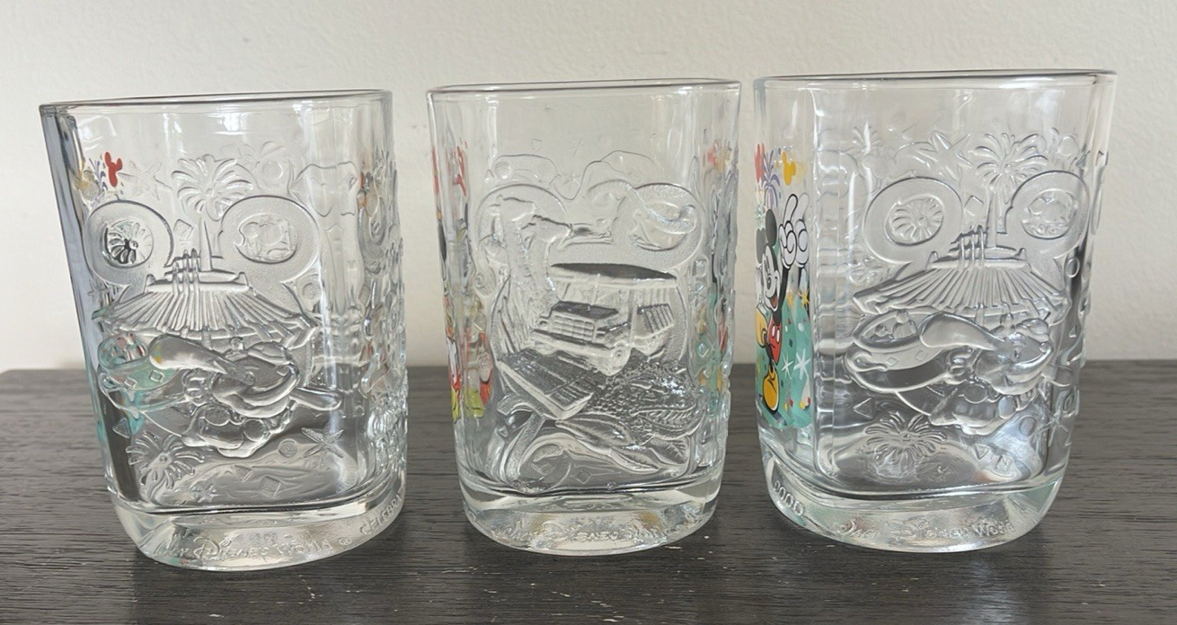 Y2k Lettering Design Set of 3 McDonalds Disney Mickey Mouse 2000 Y2K Drinking Glass Tumbler ...