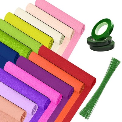 Crepe Paper Roll 14 Rolls Wide Crepe Paper Streamers 10 Inch x 8 Feet Artific...