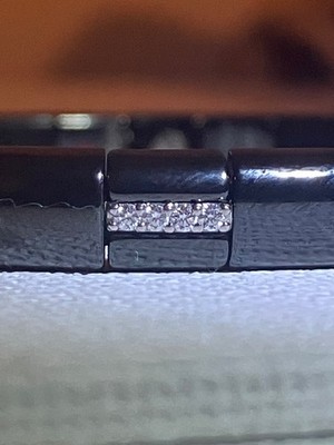 roberto demeglio Armband mit drei wechselnden Diamantstäben, schwarze Keramik