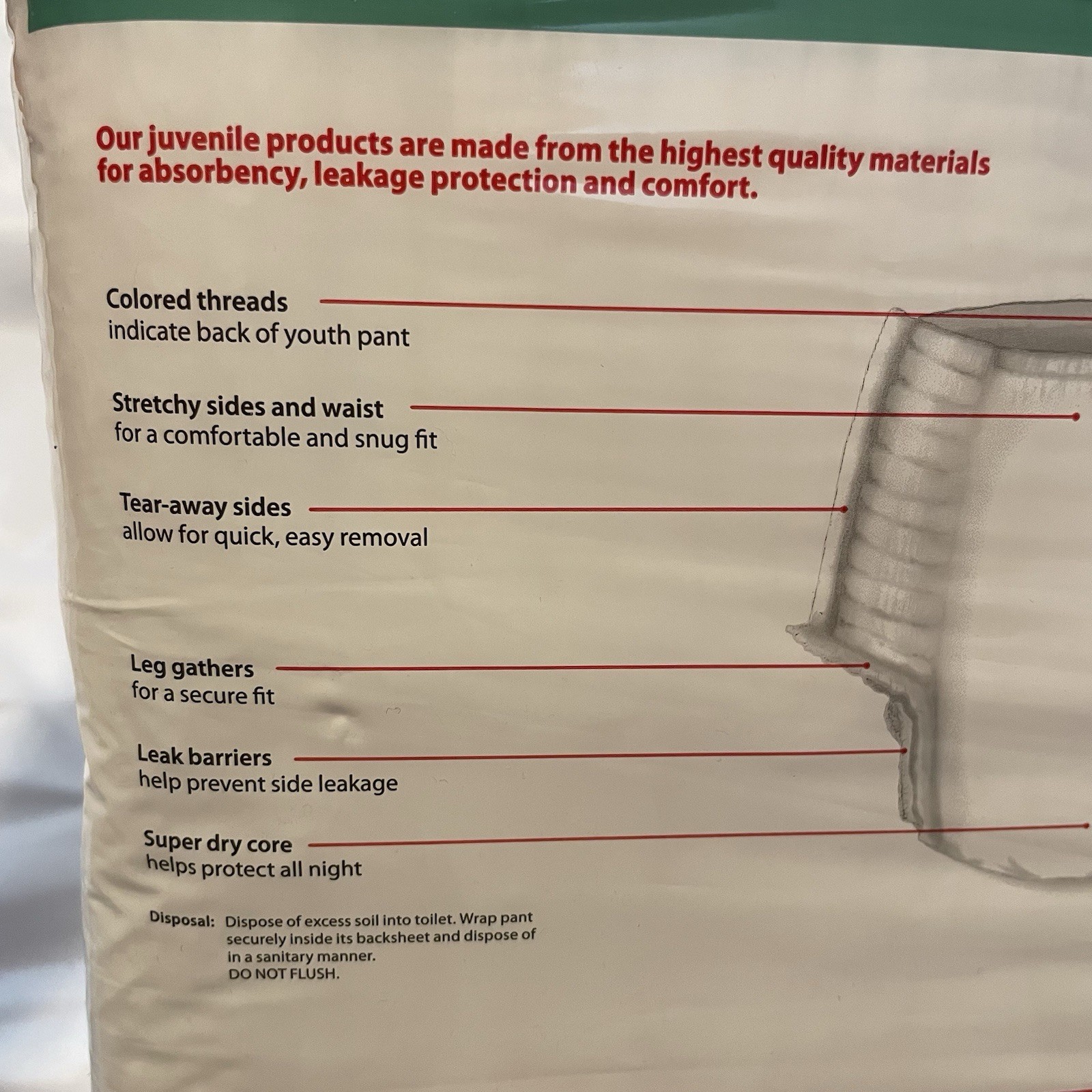 Cardinal Health Youth Pants Wings  S/M Unisex, 38-65 Lbs, 17 Ct, Lot Of 4 Packs