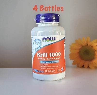 Now Foods Neptune Krill 1000mg 240 Soft-gels (4 New Bottles Of 60) Ex 9/27,2/29