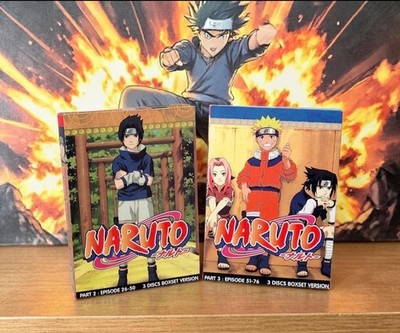 (Lot Of 2) NARUTO Part 2 & 3 Episodes (26-50)/(51-76) (DVD, 2002) 3-Disc Boxsets