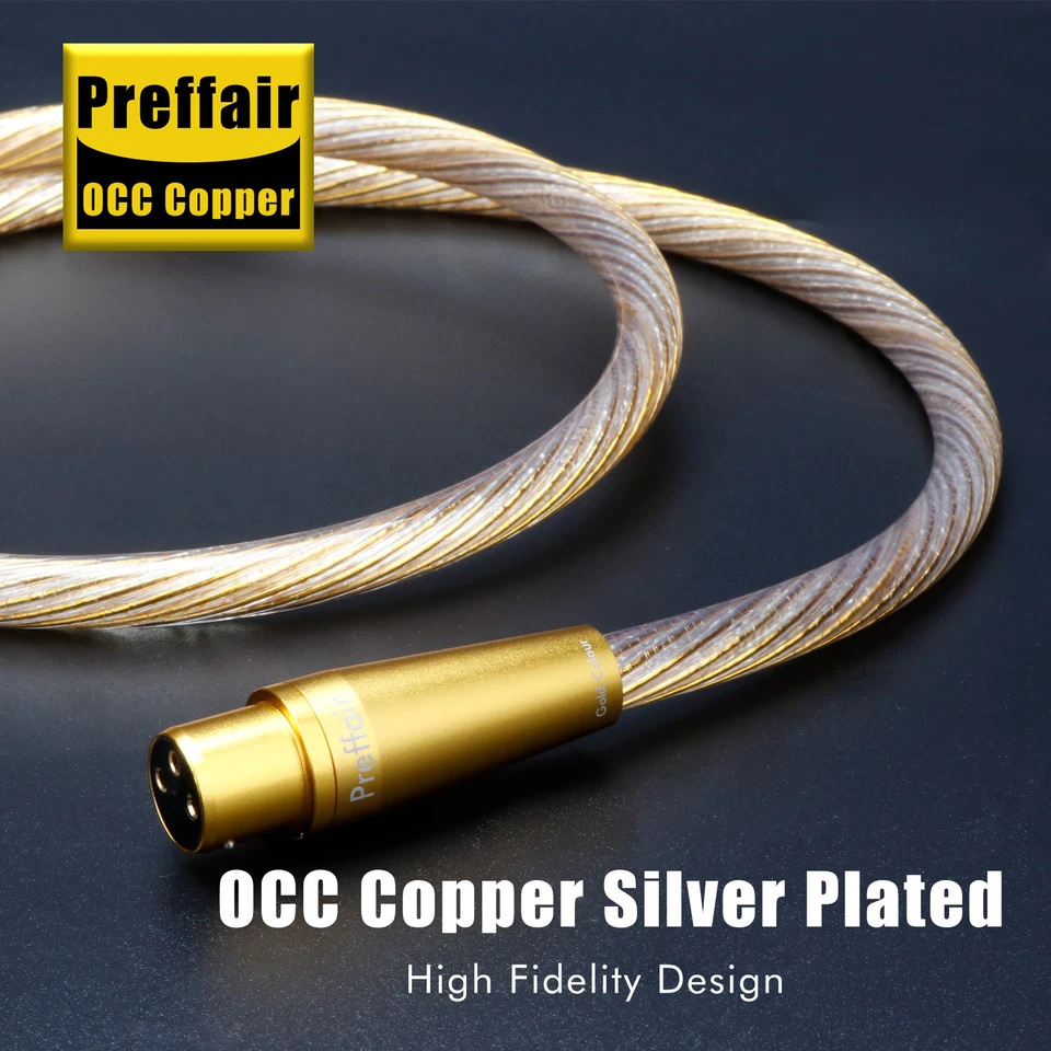 HiFi Grade XLR Cable OCC Copper Silver Plated 110Ohm AES/EBU Gold Connectors New - Image 3 of 4