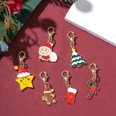 30pcs Mixed Christmas Keychains Santa Gift Reindeer Snowflake Bag Charms Party