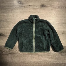 Primary Toddler Kids Teddy Fleece Jacket Full Zip Size 3T Dark Green